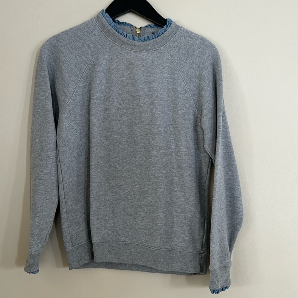 J.Crew Factory Gray and Chambray Layered Sweatshirt